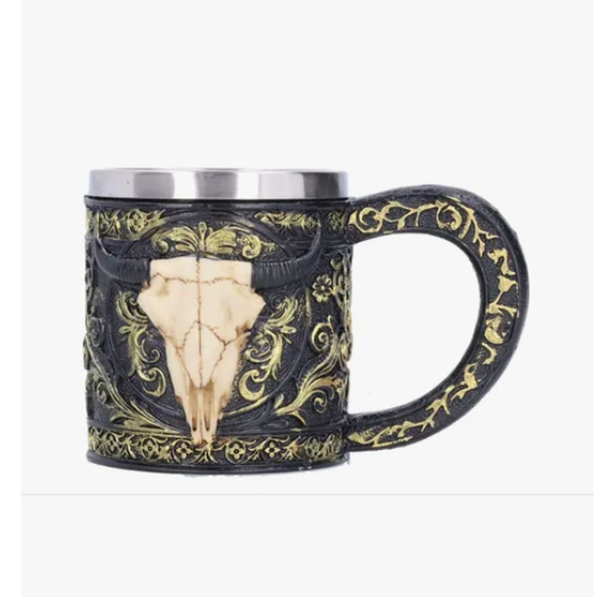 GENERICO - Taza Vintage Diseño Vikingo Negro Retro