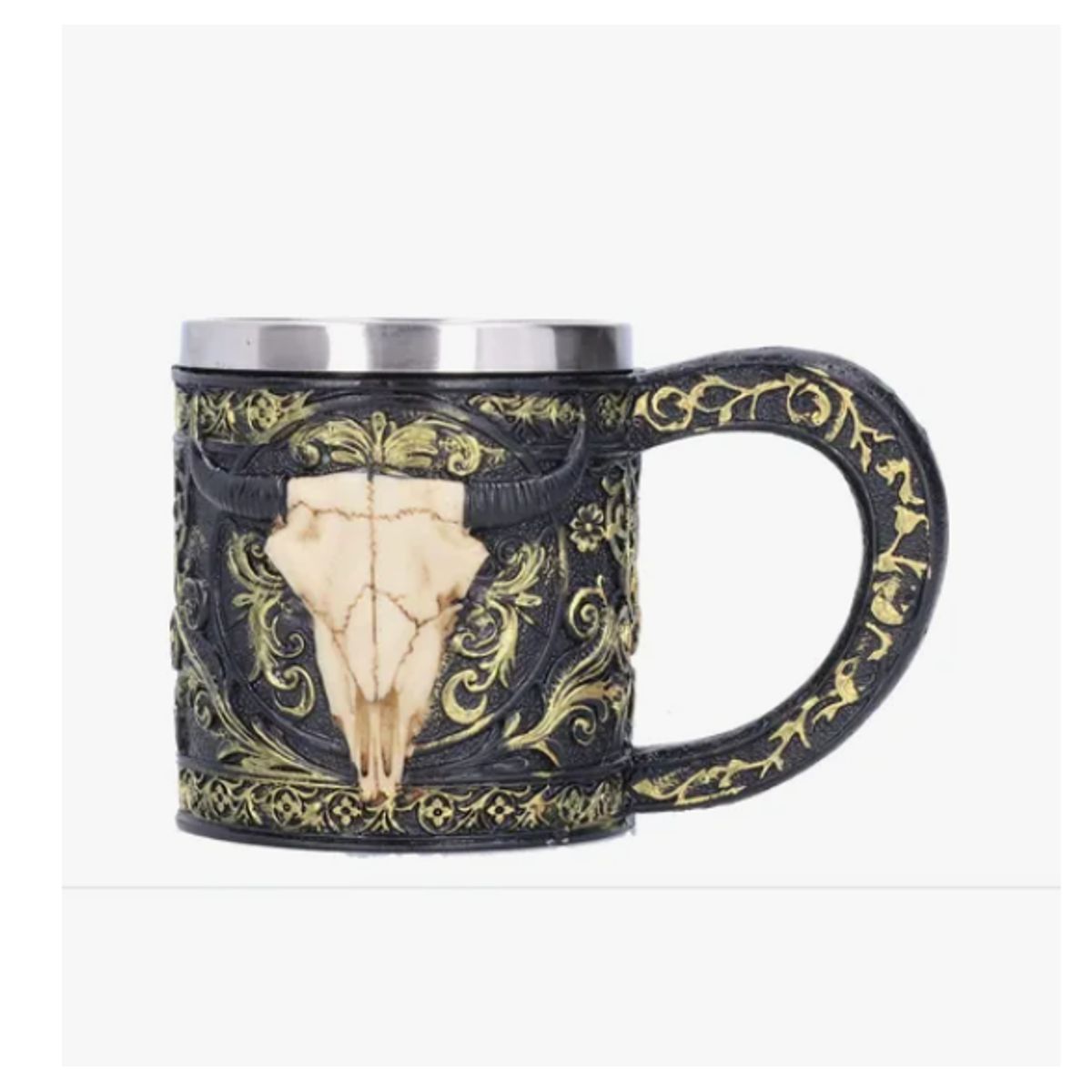 GENERICO - Taza Vintage Diseño Vikingo Negro Retro