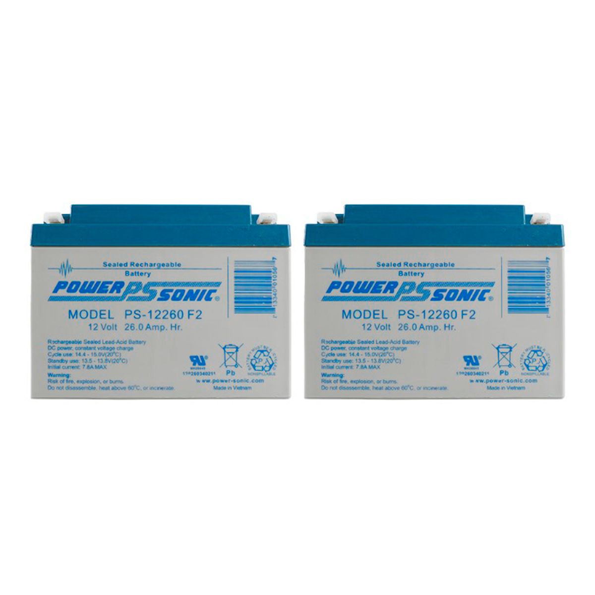 HONEYWELL - PAQUETE HONEYWELL DE 2 BATERÍAS 12V 26AH BLANCO PN BAT-12260-BP