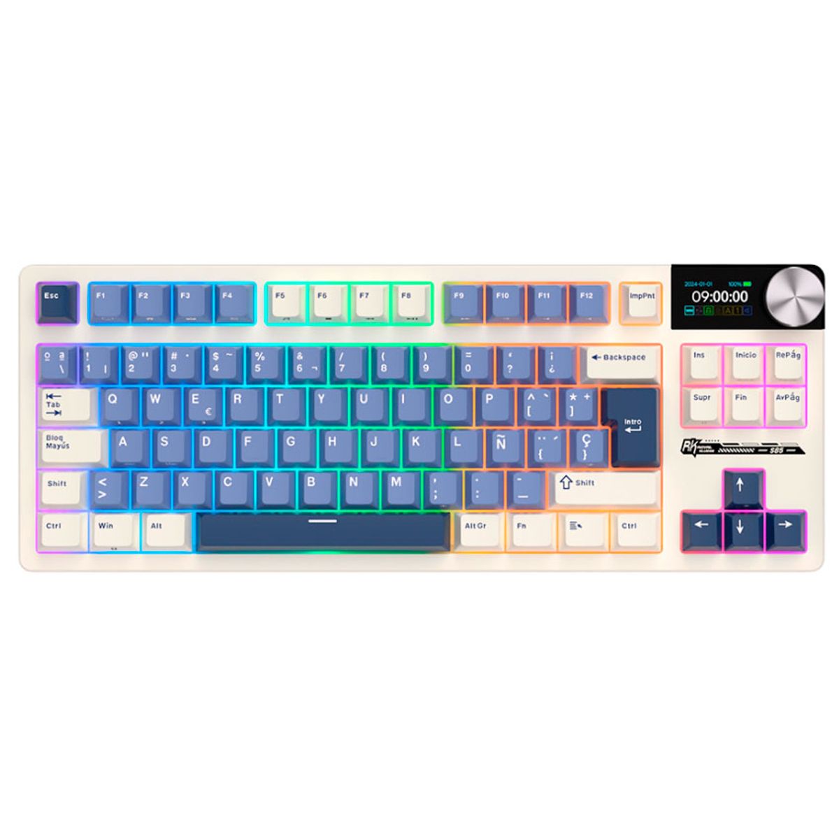 ROYAL KLUDGE - Teclado Royal Kludge RK-S85 TKL Inalambrico HORIZON BLUE CLOUD SWITCH