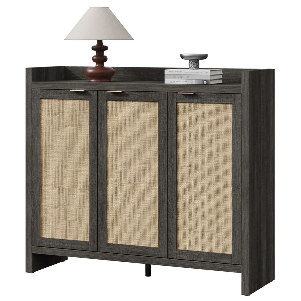 R&R MUEBLES - Zapatera Moderna Atou 3 Puertas Negro R&R MUEBLES