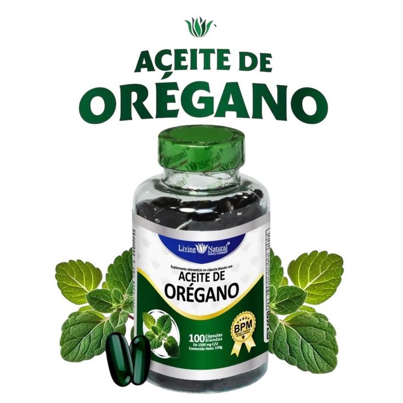 GENERICO - Aceite de oregano1500mg Living Natural - 100 capsulas