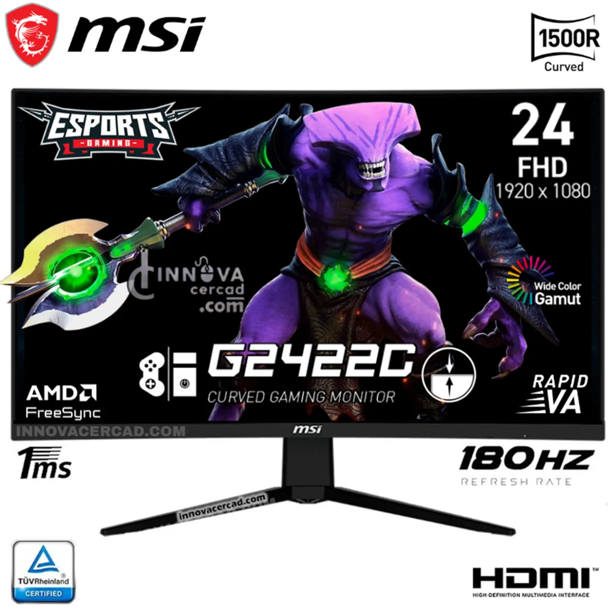 MSI - Monitor MSI Gaming G2422C 24 FHD 180HZ 1MS FreeSync Premium