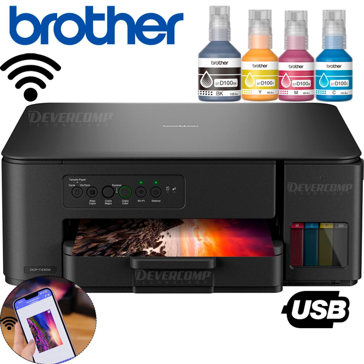 BROTHER - Impresora Brother DCP-T430W Multifuncional Wifi