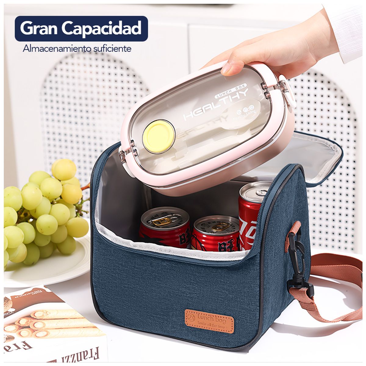 KELLER - Lonchera Térmica Impermeable con Correa Azul XW1