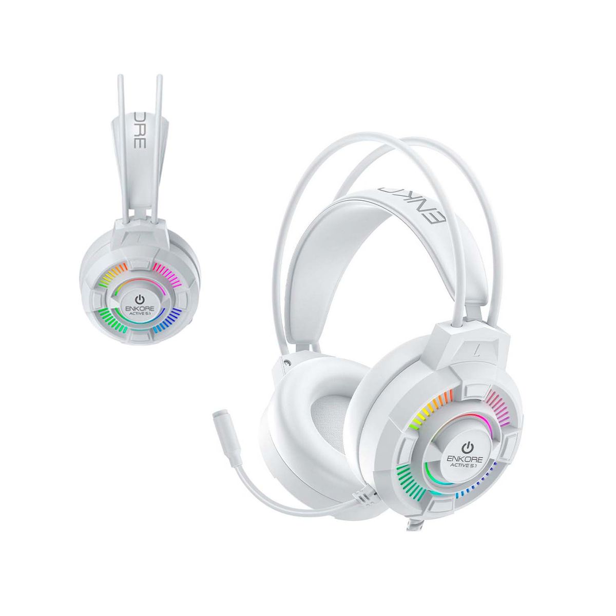 ENKORE - Audifono Active 5.1 Ekhg1004u-w Rainbow Led Con Micrófono