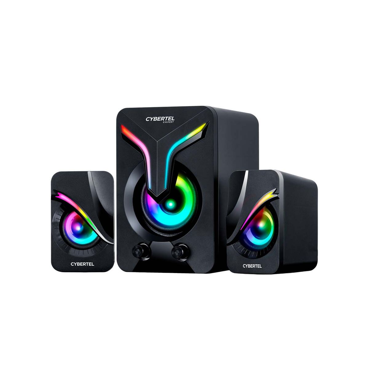 CYBERTEL - Parlante Gamer 2.1 Cbx S500 Rgb 3 Piezas Usb 3.5mm Negro