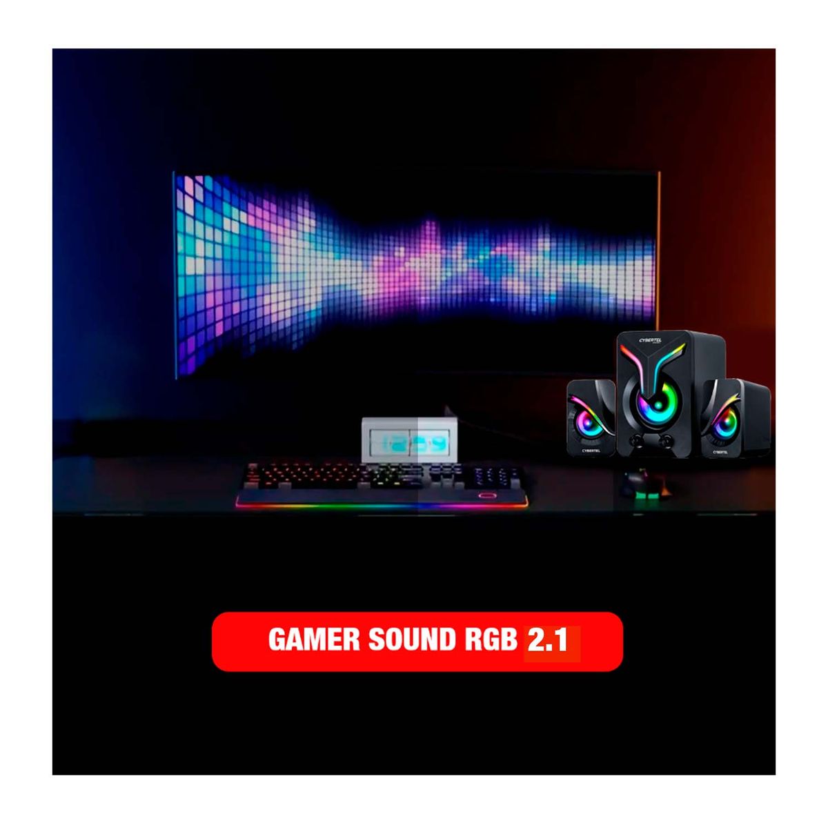 CYBERTEL - Parlante Gamer 2.1 Cbx S500 Rgb 3 Piezas Usb 3.5mm Negro