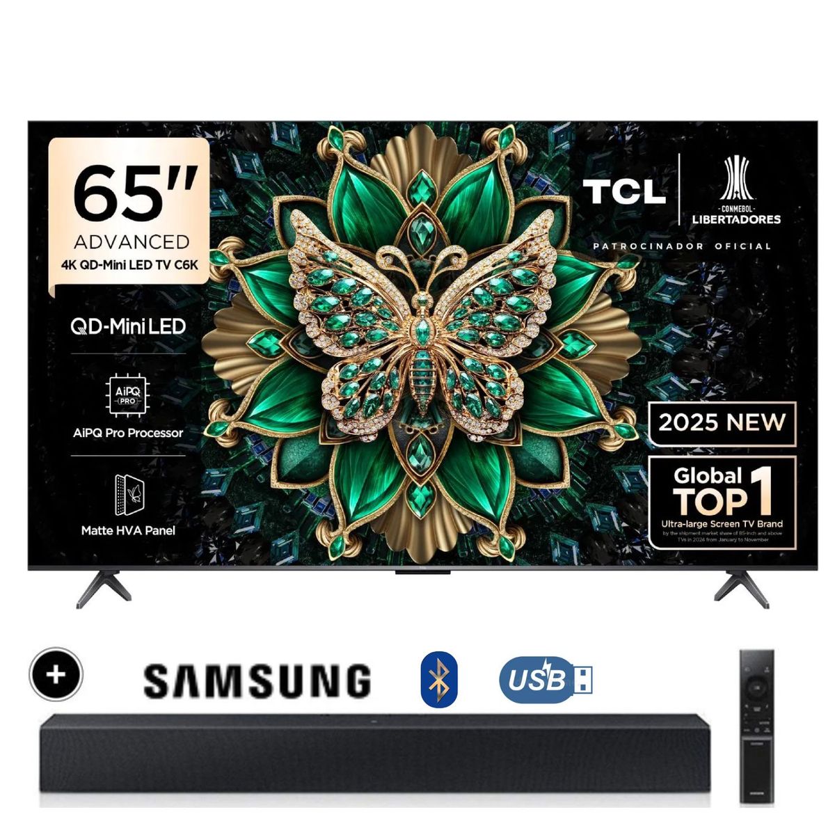 TCL - Televisor TCL Mini LED 65" QD UHD 4K Smart Google TV 65C6K  + Soundbar HW B400F