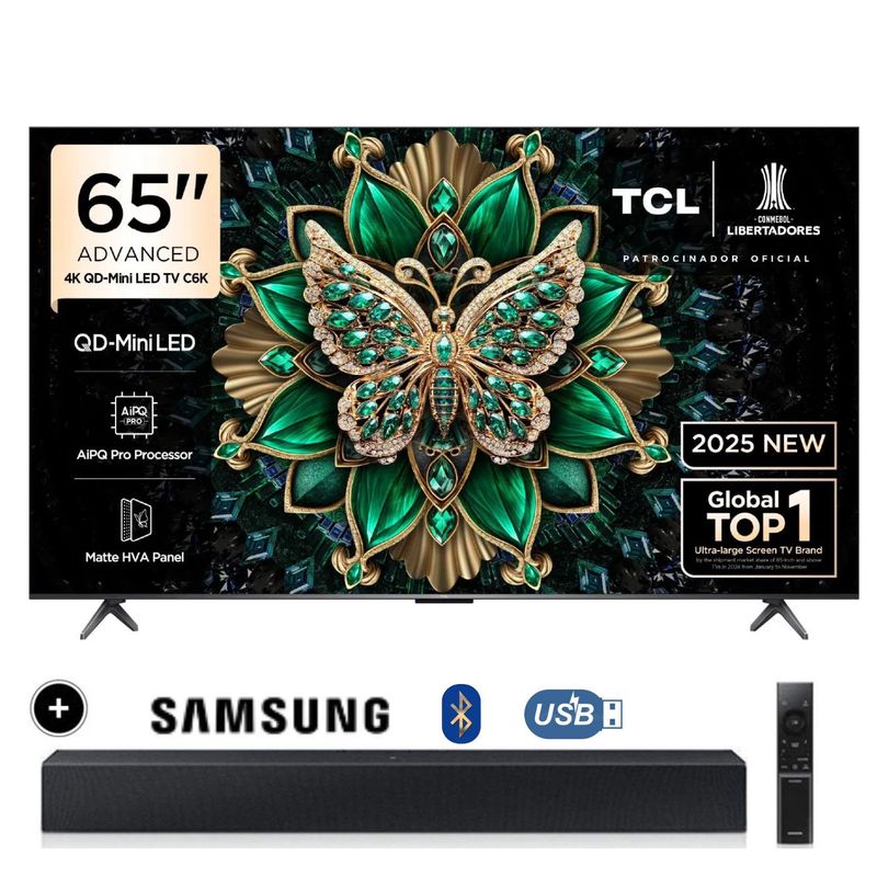 TCL - Televisor TCL Mini LED 65" QD UHD 4K Smart Google TV 65C6K  + Soundbar HW B400F