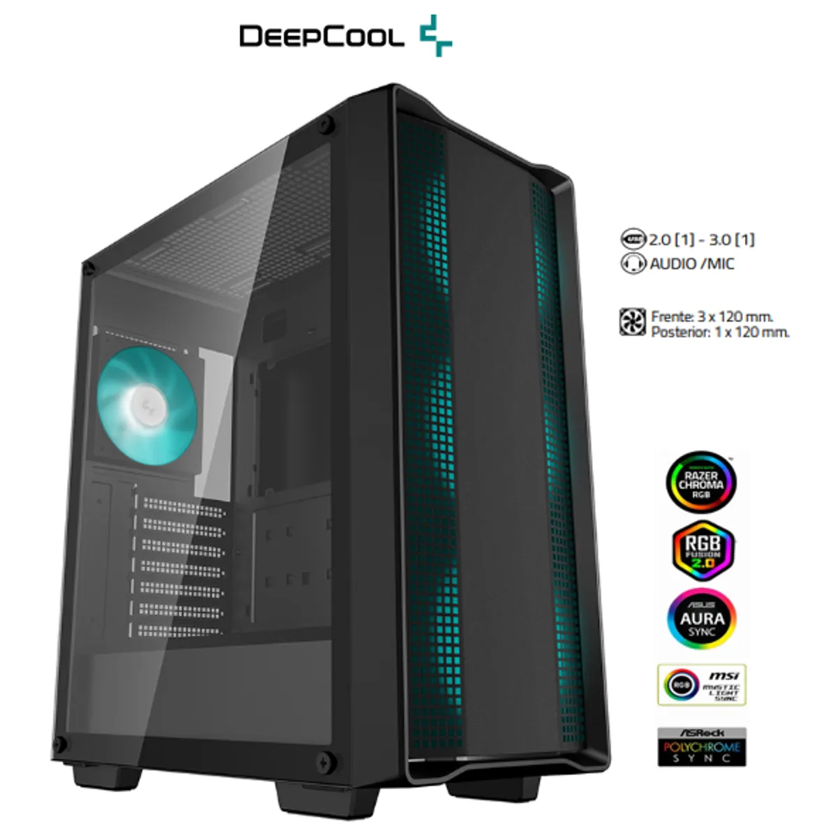 DEEPCOOL - Case CC560 ARGB V2 •Placa Base ITX  M-ATX  ATX DeepCool