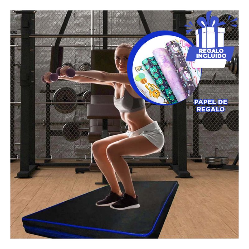 GENERICO - Colchoneta de Pilates Negra 15M Azul Y+Papel de Regalo