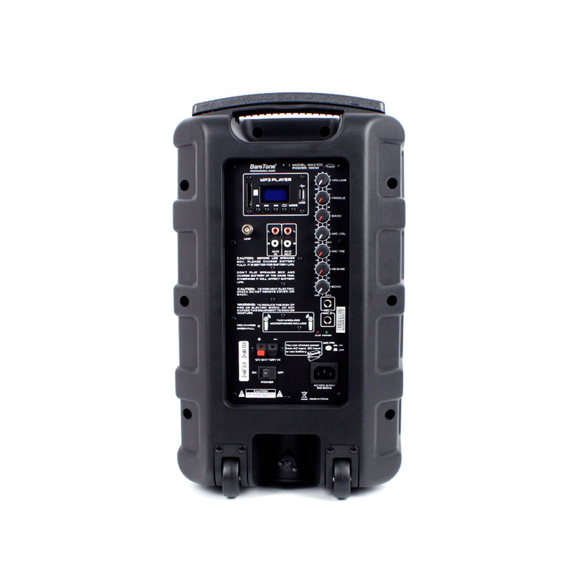 BARETONE - PARLANTE ACTIVO BARETONE MAX-10C 100W 2UHF PMPO USB RADIO PN MAX-10C