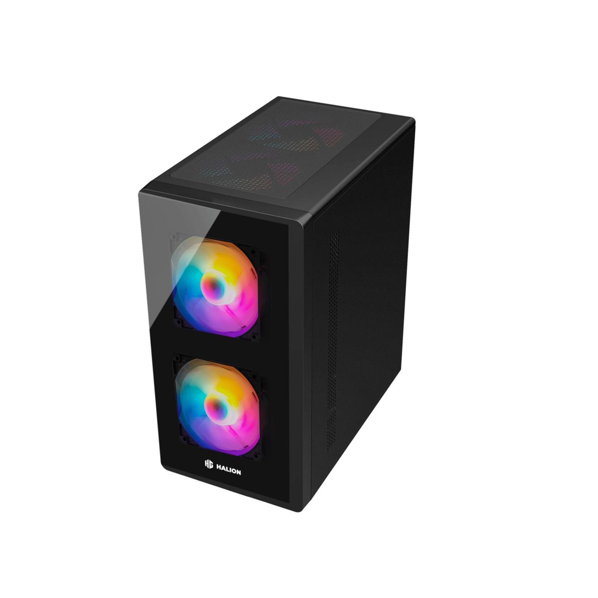 HALION - CASE GAMER HALION SIN FUENTE LUNA USB AUDIO 3VT LED RGB P-N LUNA P25