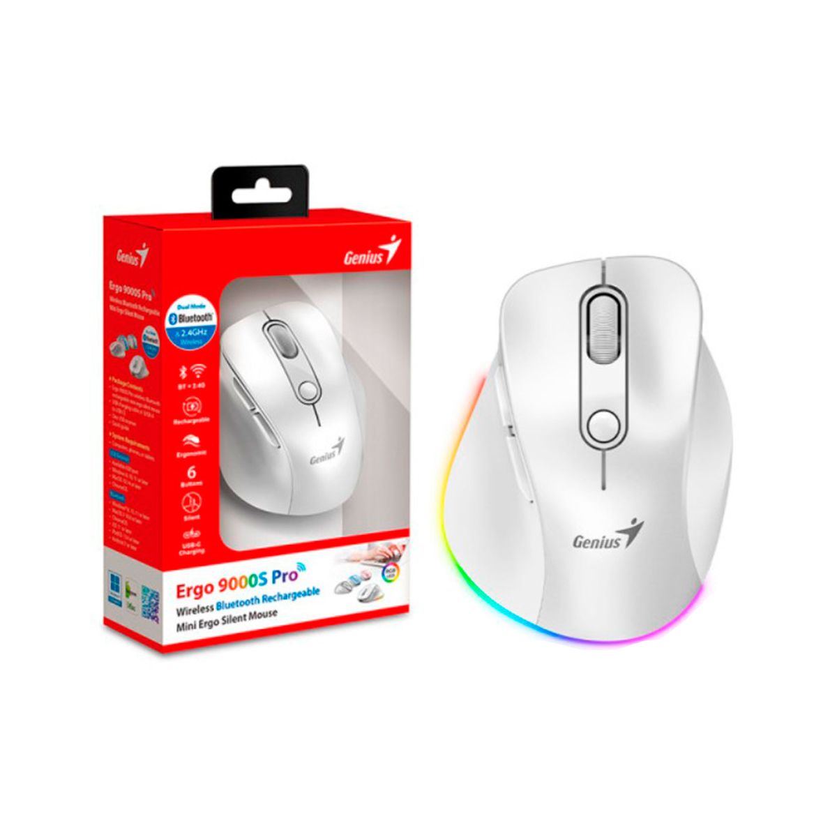 GENIUS - MOUSE INALAMBRICO GENIUS ERGO 9000S PRO BLANCO PERLA PN 31030039400
