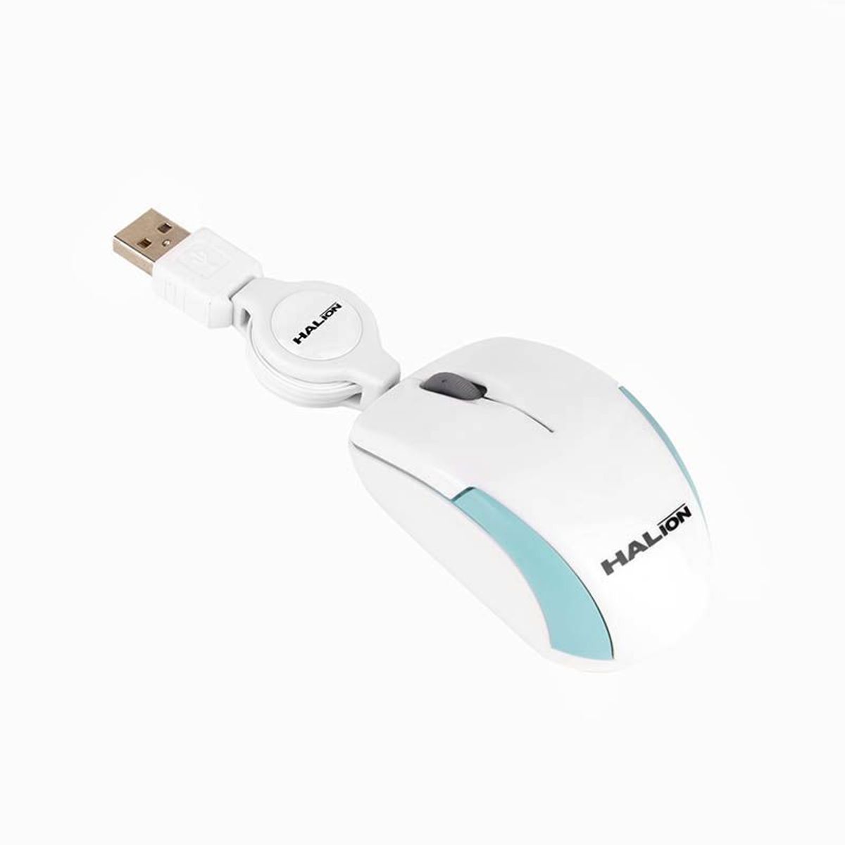 HALION - MOUSE HALION COBRA M1862 RETRACTIL 3BTNS 1000DPI BLANCO PN HA-M1862