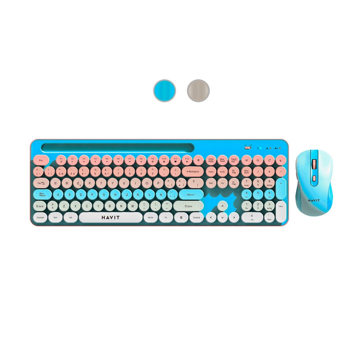 HAVIT - KIT TECLADO Y MOUSE INALAMBRICO 110 TECLAS USB 8 BOT PN KB832GCM-SP
