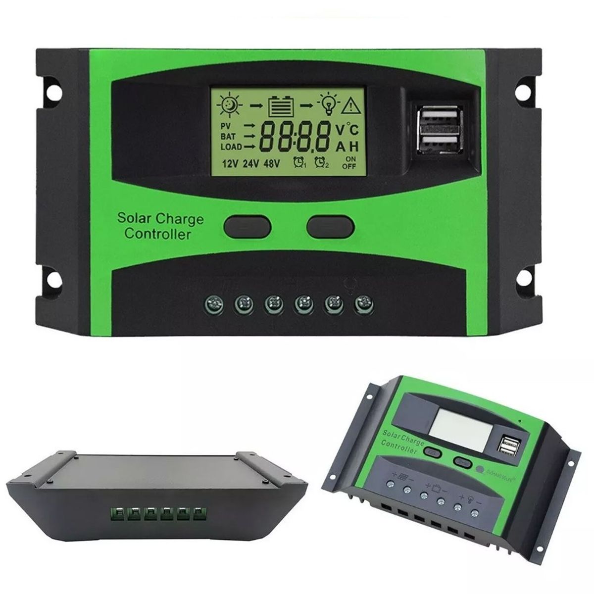 KAZO - Regulador Controlador De Carga Solar 20a 12v/24v 2 Usb Lcd