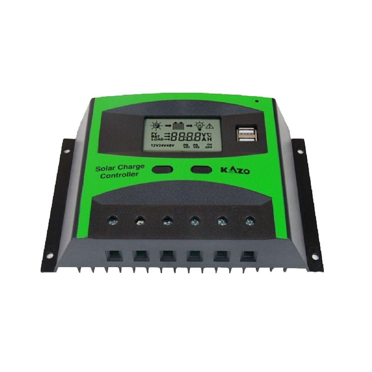 KAZO - Regulador Controlador De Carga Solar 20a 12v/24v 2 Usb Lcd