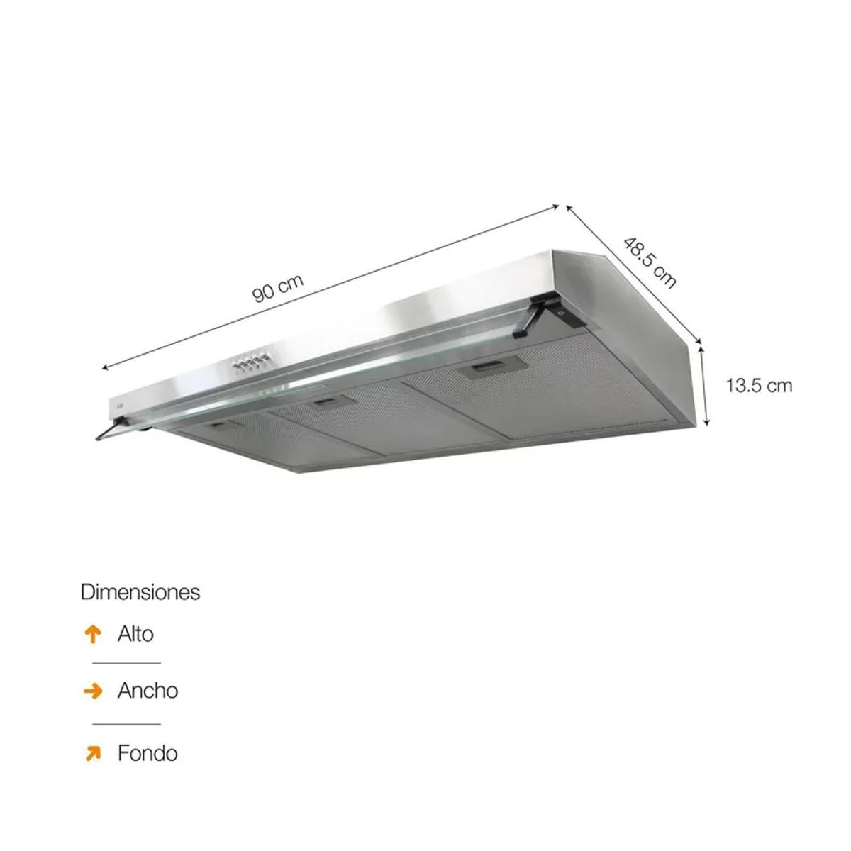SOLE - CAMPANA EXTRACTORA SOLE ANCHO 90CM 3120TURE17CO ROMA 2M INOXIDABLE