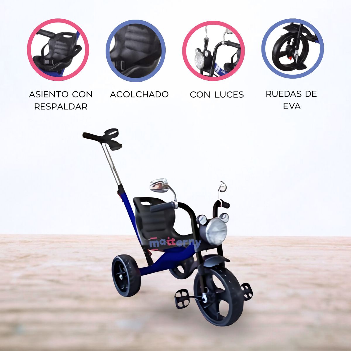 BABY KITS - Triciclo Guiador «MOTO TRIKE» Blue