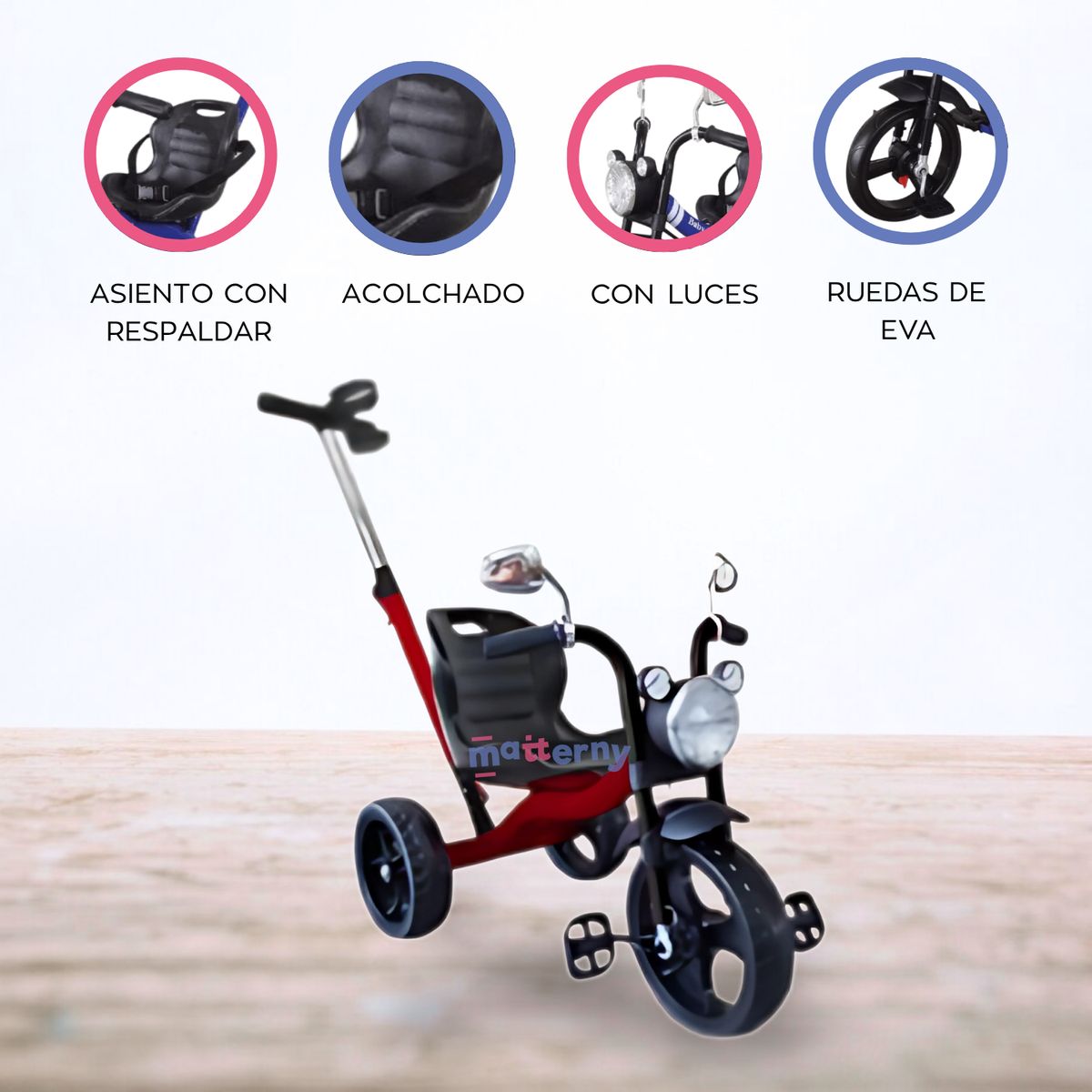 BABY KITS - Triciclo Guiador «MOTO TRIKE» Red