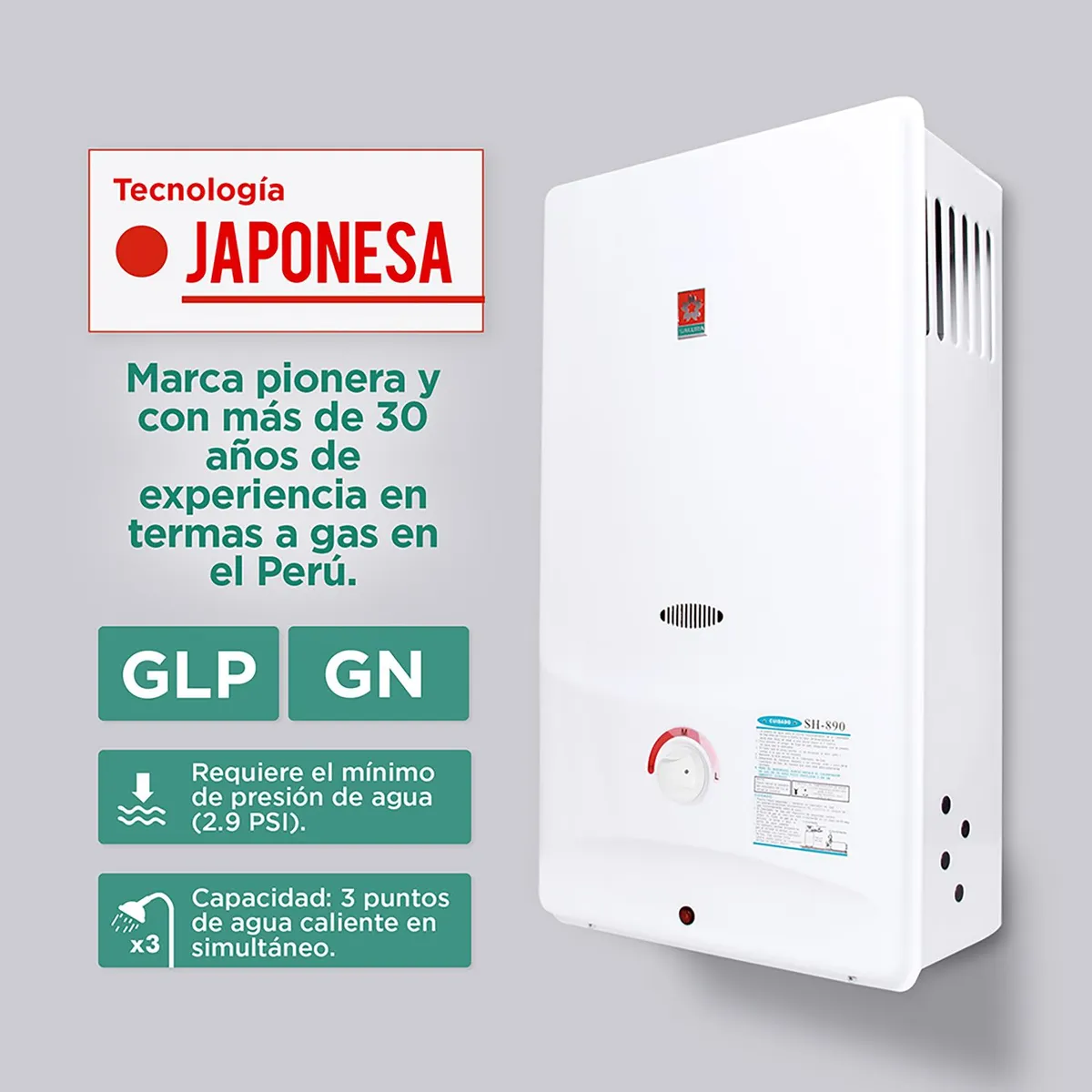 SAKURA - Calentador a Gas Sakura SH-890 13 lt