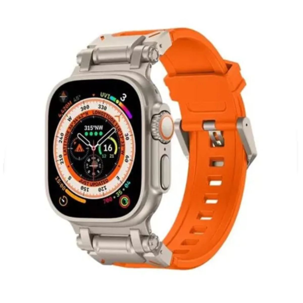 GENERICO - Correa Acero y TPU Rugged para Apple Watch 45mm - ORANGE