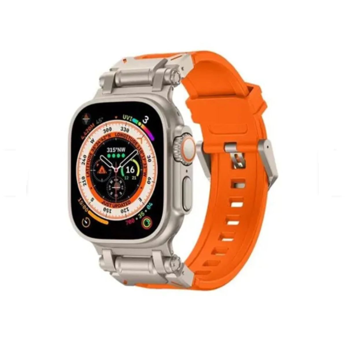 GENERICO - Correa Acero y TPU Rugged para Apple Watch 45mm - ORANGE