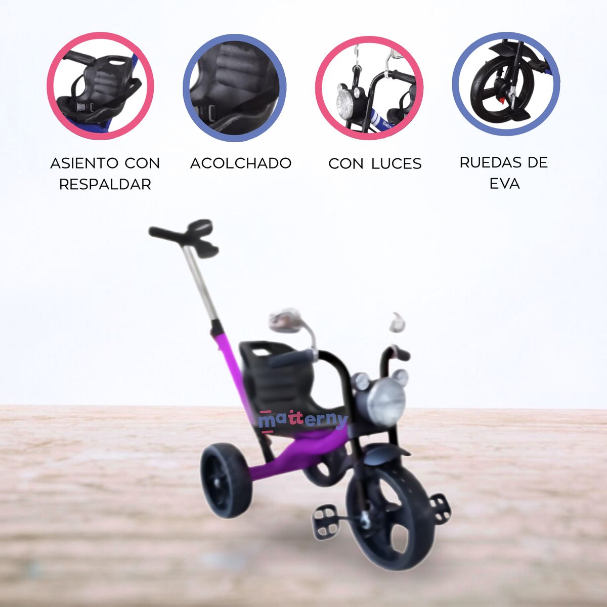 BABY KITS - Triciclo Guiador «MOTO TRIKE» Purple