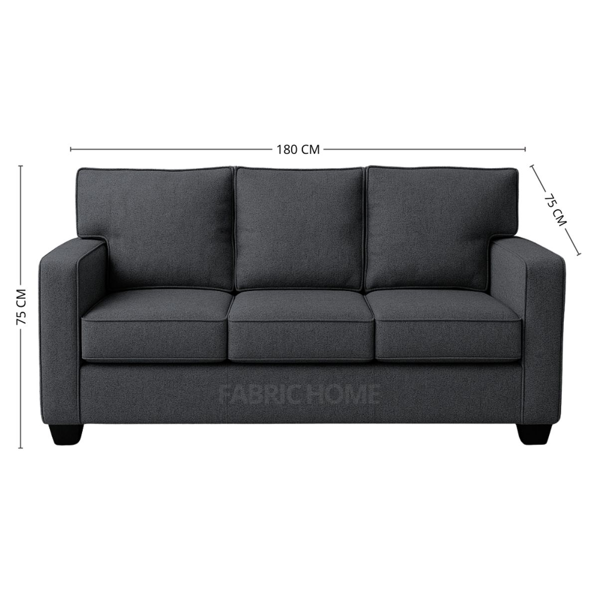 GENERICO - Sofá 3 Cuerpos Reims - Gris Oscuro