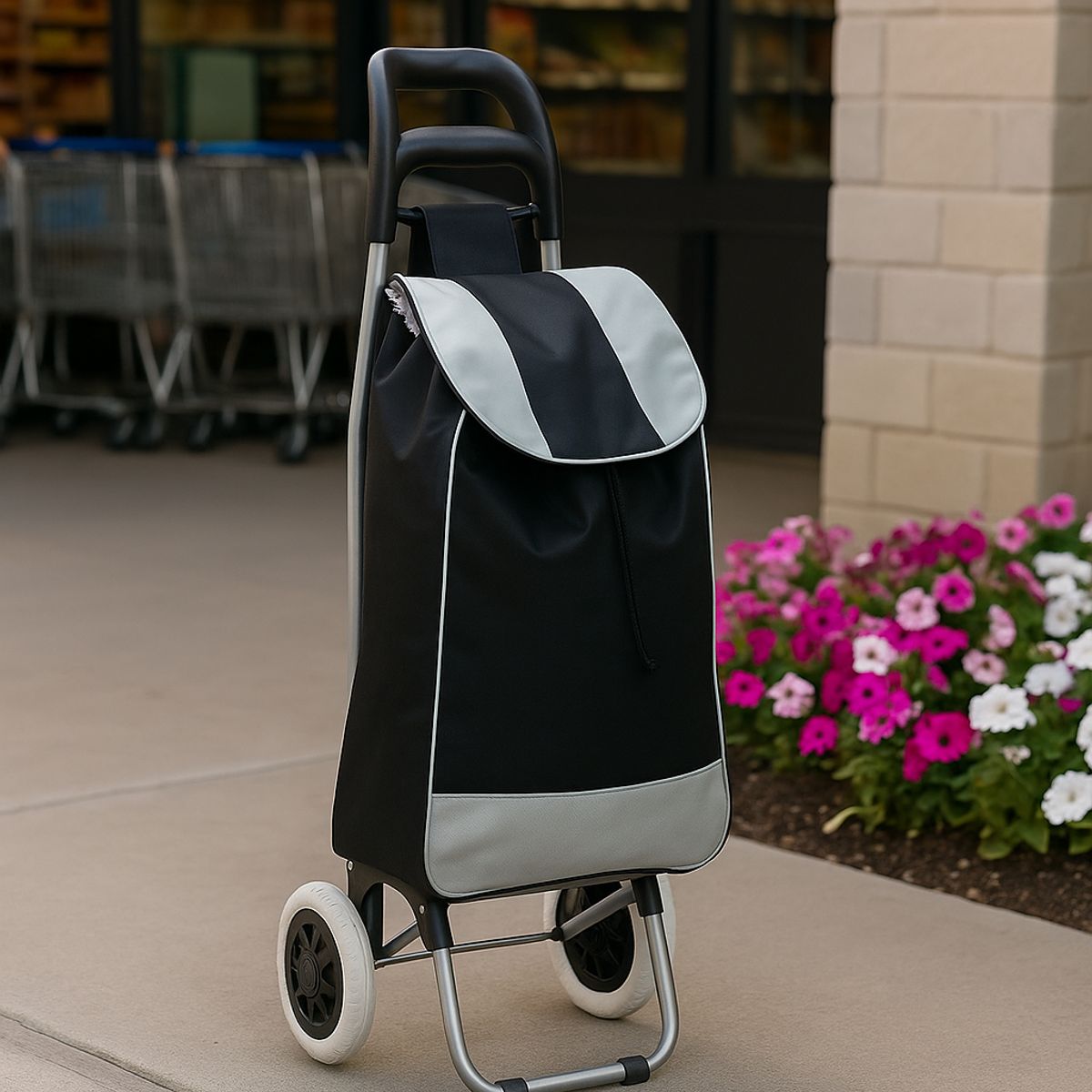 GENERICO - COCHE GRANDE PARA COMPRAS MERCADO HOGAR CON BOLSILLO Y CIERRE