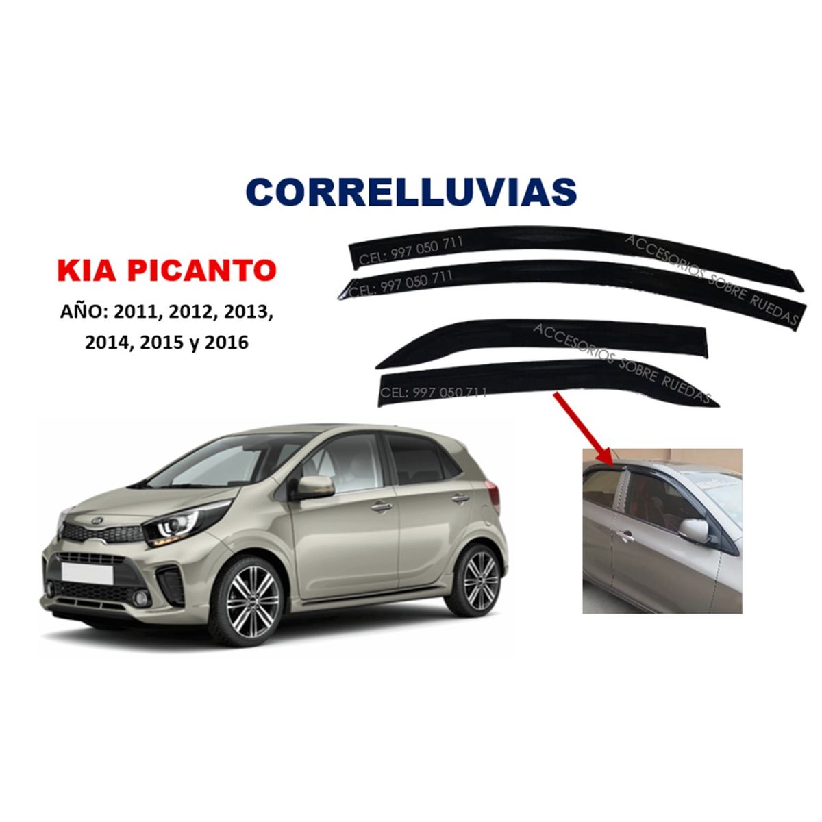 Correlluvias KIA PICANTO año 2011 al 2016, marca GENERICO - Foto Principal