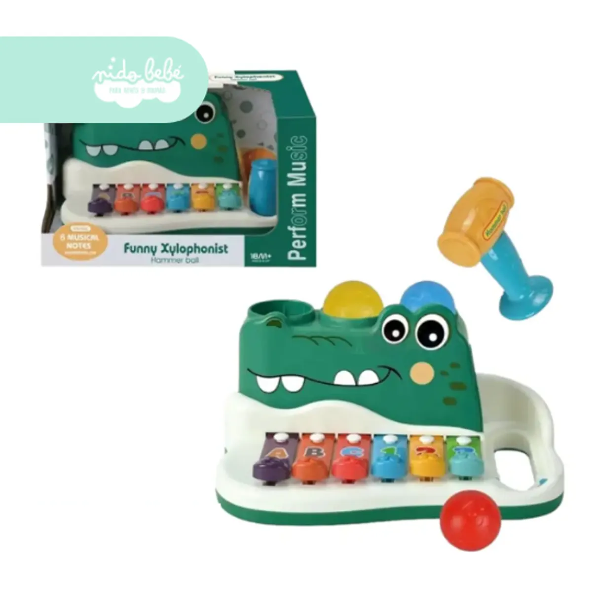 BABY - xilófono musical didáctico para bebés con forma de cocodrilo