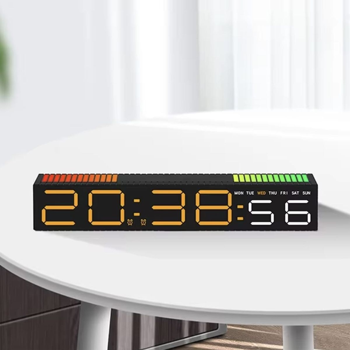 GENERICO - Reloj Digital de Escritorio con luz RGB y Sensor de Sonido de Musica