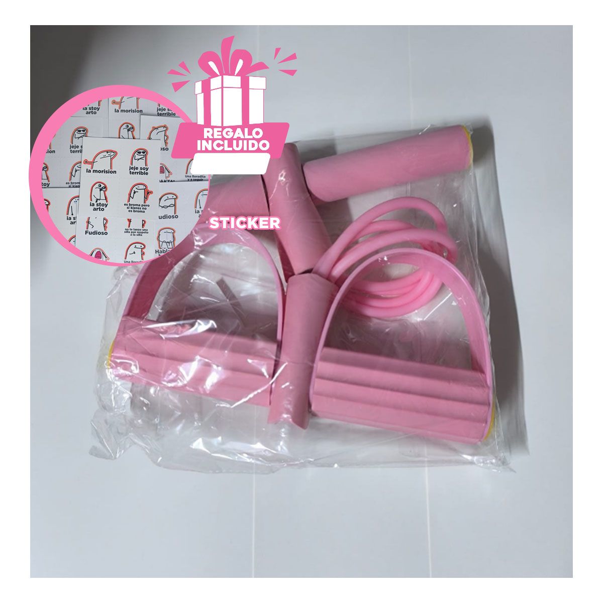 RYBIU IMPORT - Liga Portatil Fitness en Rosado Claro Y+Regalo Stickers