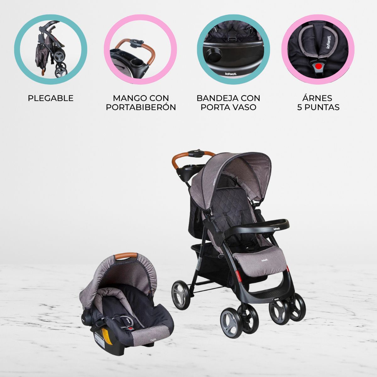 INFANTI - Coche Travel System  «POMPEYA» Gray