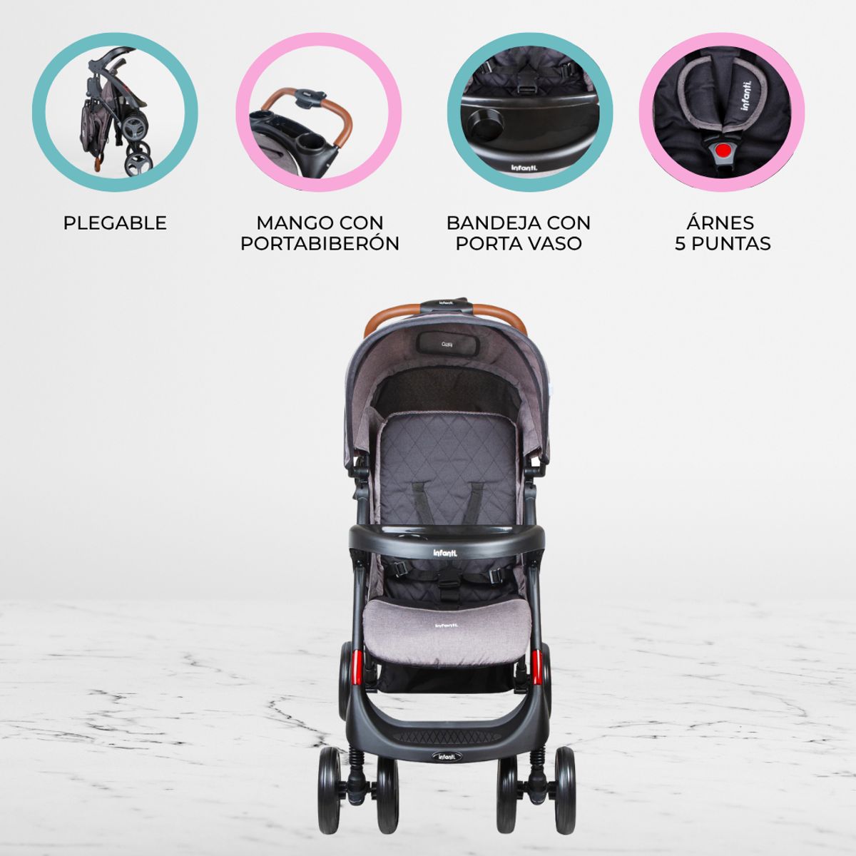 INFANTI - Coche Travel System  «POMPEYA» Gray
