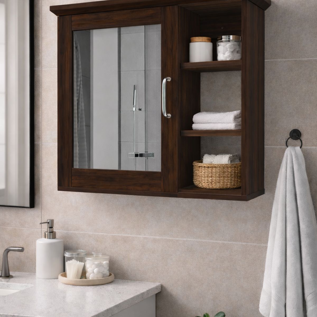 GENERICO - ORGANIZADOR DE BAÑO C ESPEJO - MED BROWN