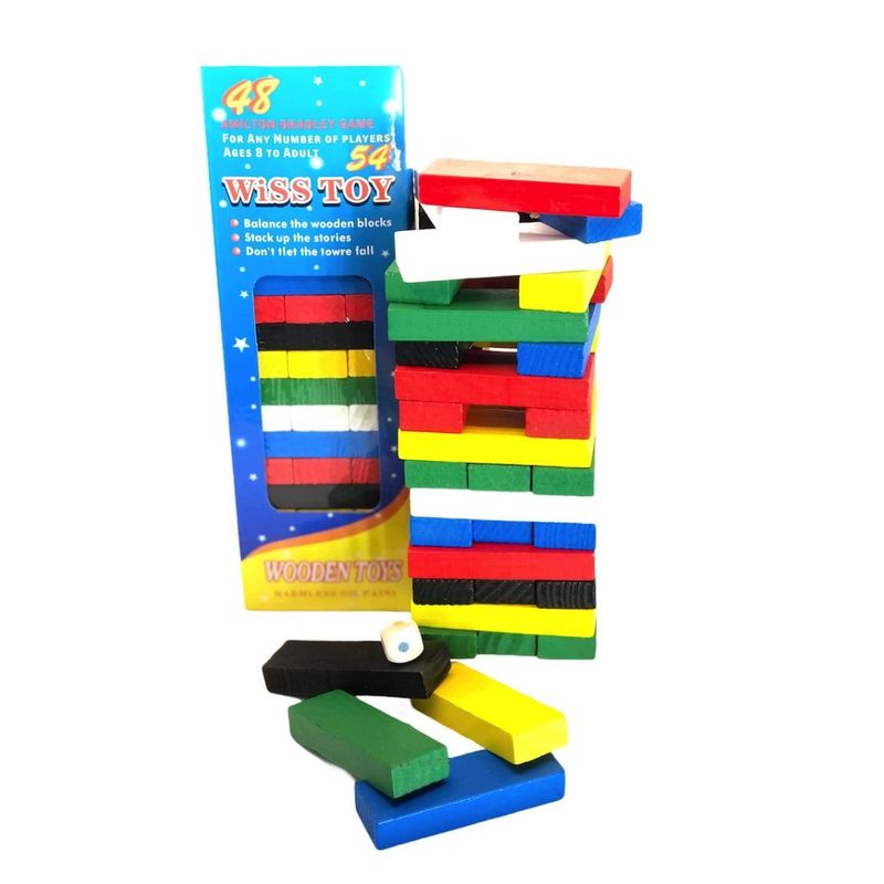 GENERICO - Jenga a Colores 54 Piezas Juego Educativo Yenga Juego Mesa