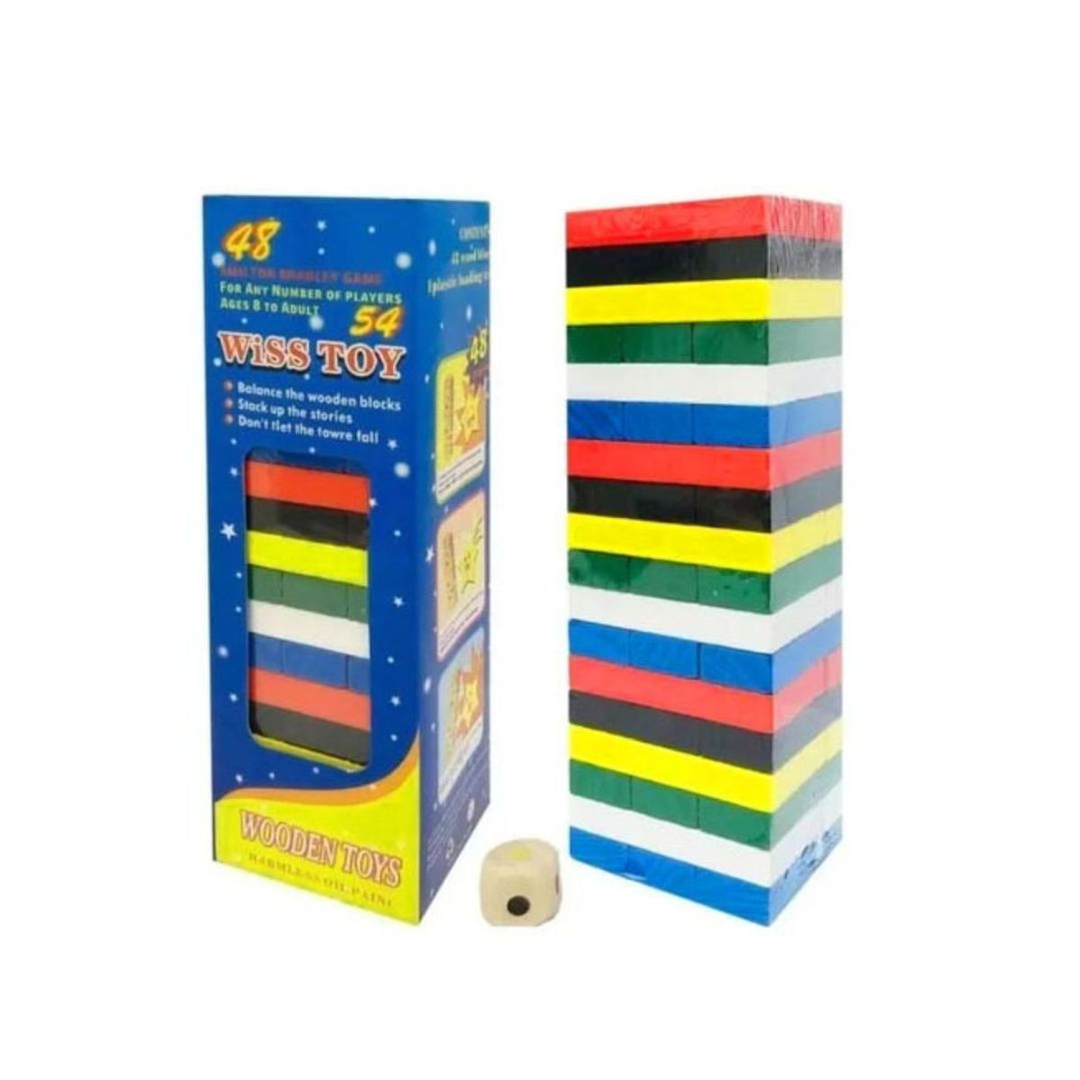 GENERICO - Jenga a Colores 54 Piezas Juego Educativo Yenga Juego Mesa