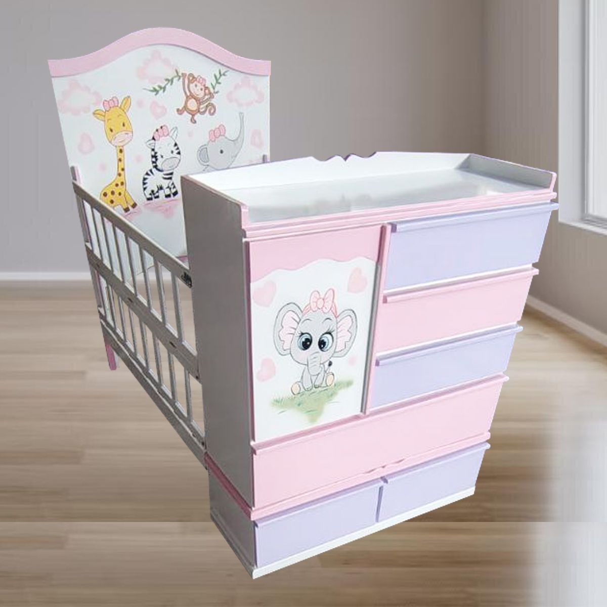 GENERICO - cama cuna de plaza y media con comoda desmontable safari