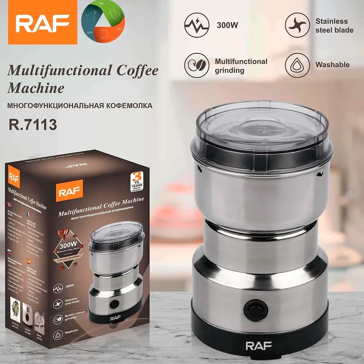 RAFF - Molino Eléctrico De Café Granos Y Semillas 300w Raf R7113