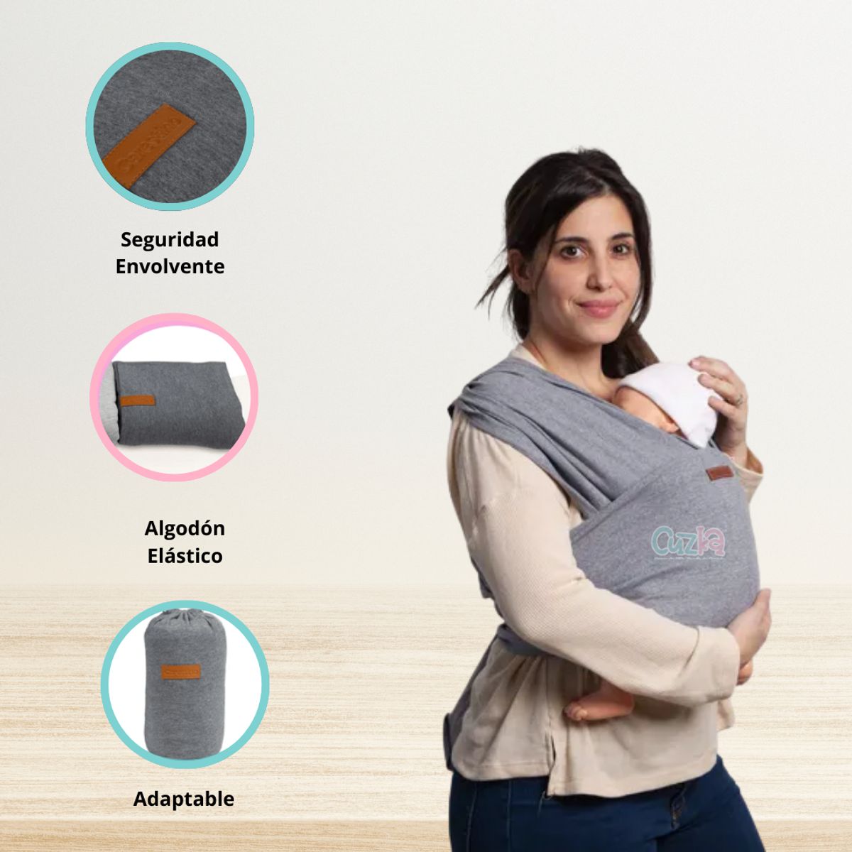 CARESTINO - Porta Bebé «FULAR» Black Gray