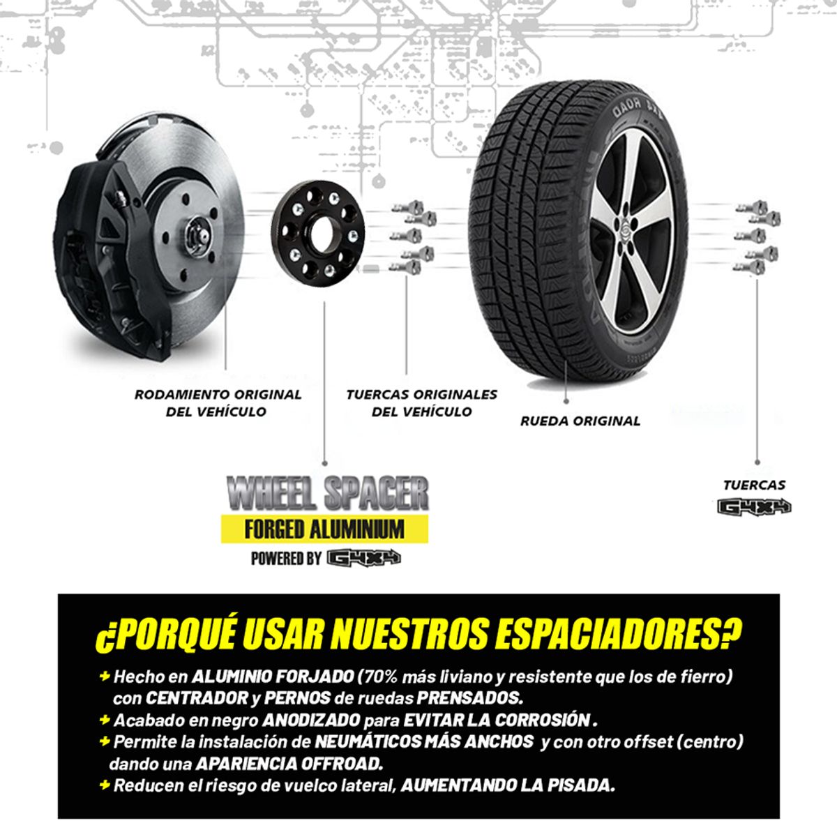 POWERED BY G4X4 GLOBAL 4 X 4 PE - Espaciadores 1.5 pulg de aluminio y centrador para Volkswagen