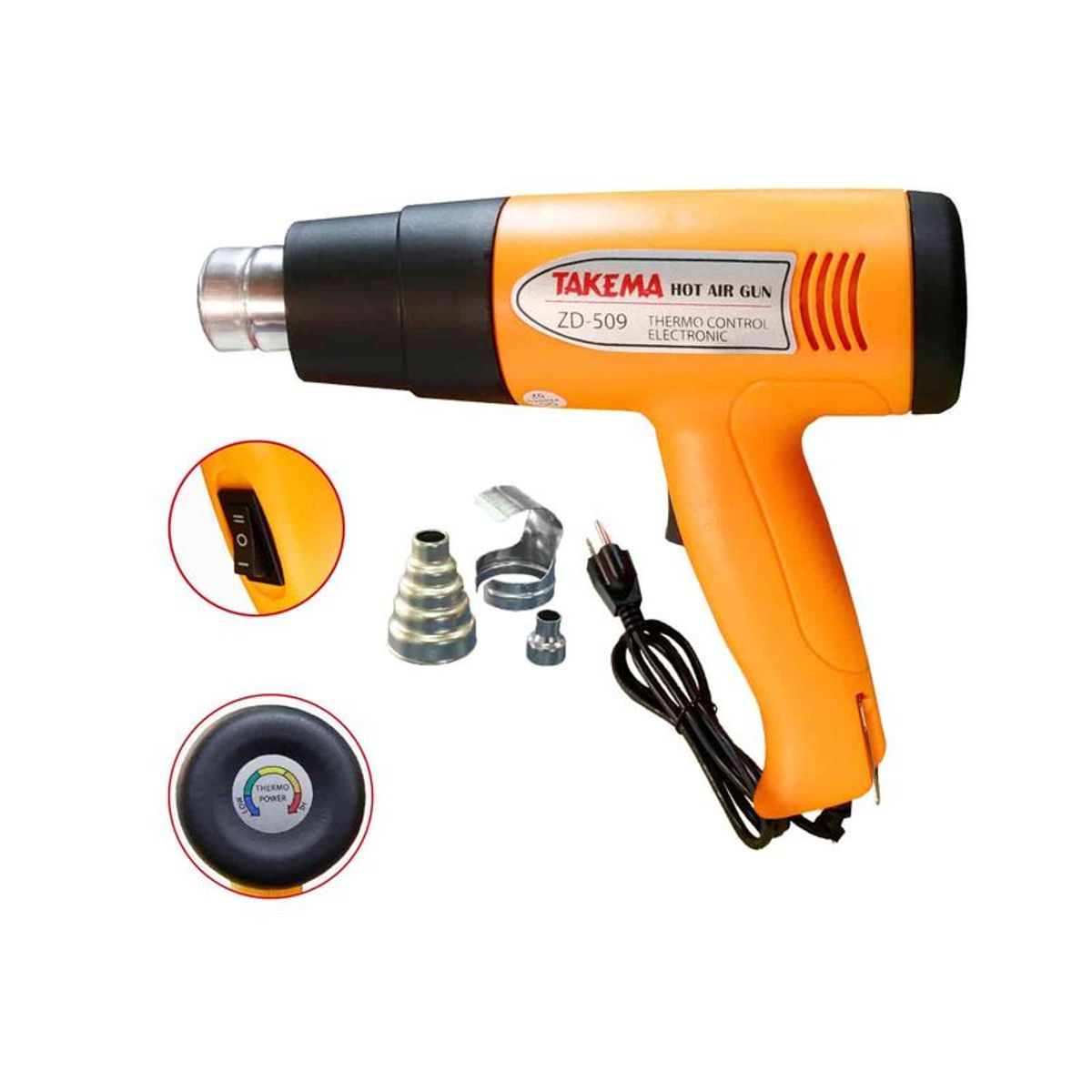 TAKEMA - Pistola De Calor Con Regulador Takema De 1500w Zd-509