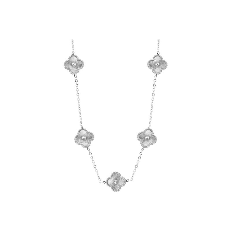 CLEO JOYAS & ACCESORIOS - Collar 5 treboles Dupe Van Cl Plateado