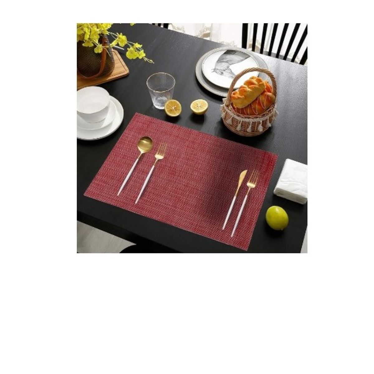 GENERICO - Set De 6 Individuales Rectangulares Trenzados 45x30 Cm