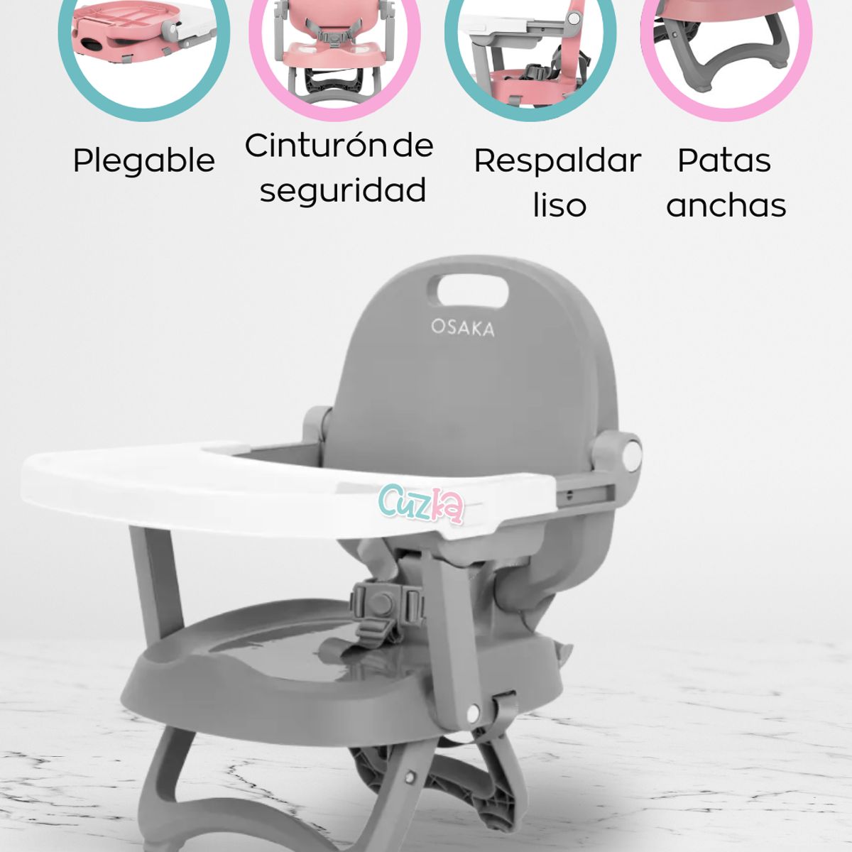 CARESTINO - Silla de Comer CARESTINO «OSAKA» Booster Grey