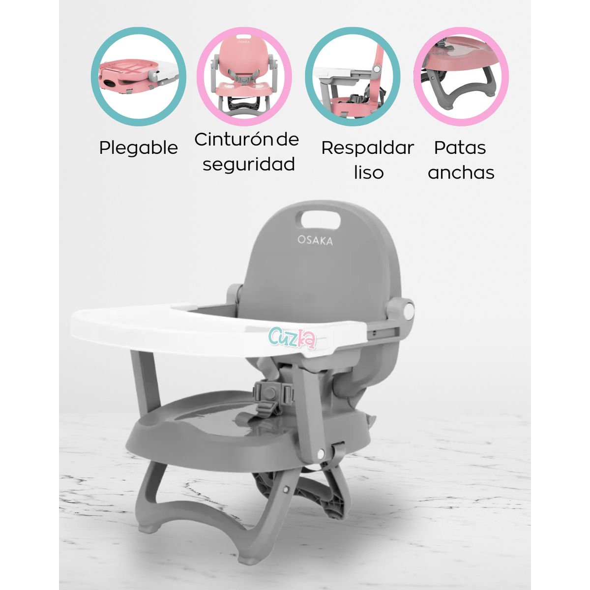 CARESTINO - Silla de Comer CARESTINO «OSAKA» Booster Grey